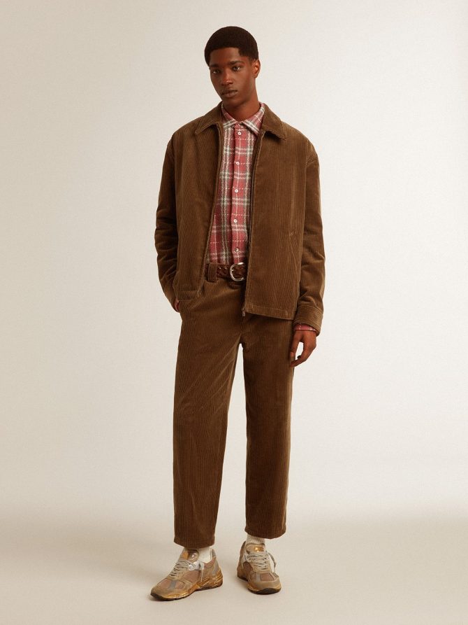Boxy fit shirt with pink, sand and gray check embroidery - Image 3