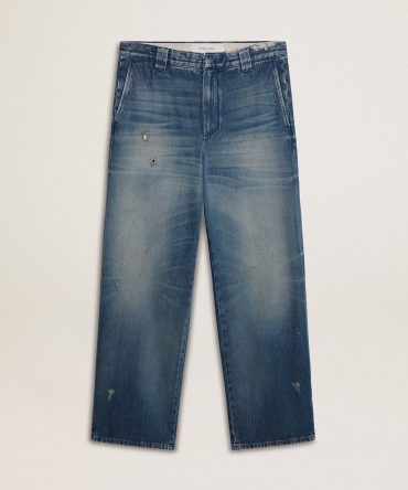 Men’s denim chinos with distressed details