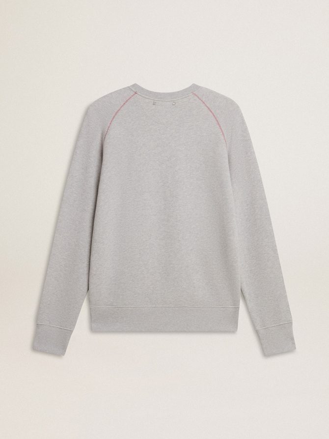 Men’s gray round neck sweatshirt with contrast stitching - Image 6