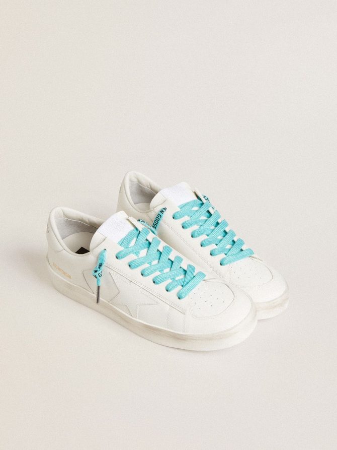Light blue Lurex laces with contrasting black logo - Image 3