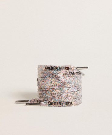 Multicolor Lurex laces with contrasting black logo