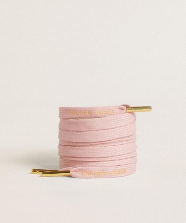 Pink cotton laces with contrasting gold logo
