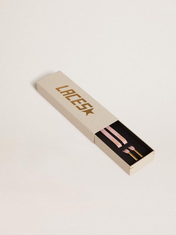 Pink cotton laces with contrasting gold logo - Image 2