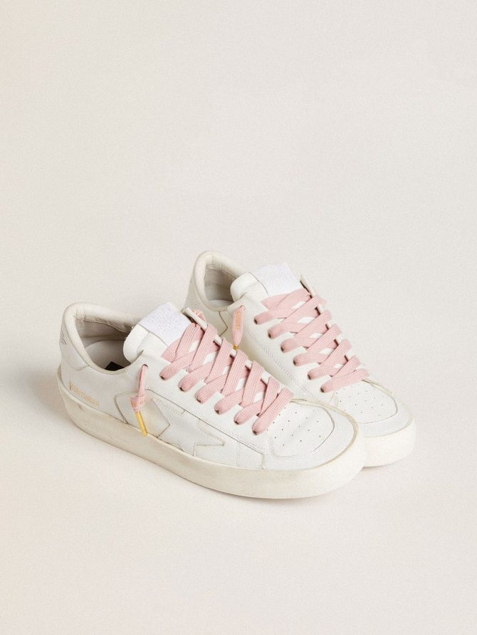 Pink cotton laces with contrasting gold logo - Image 3