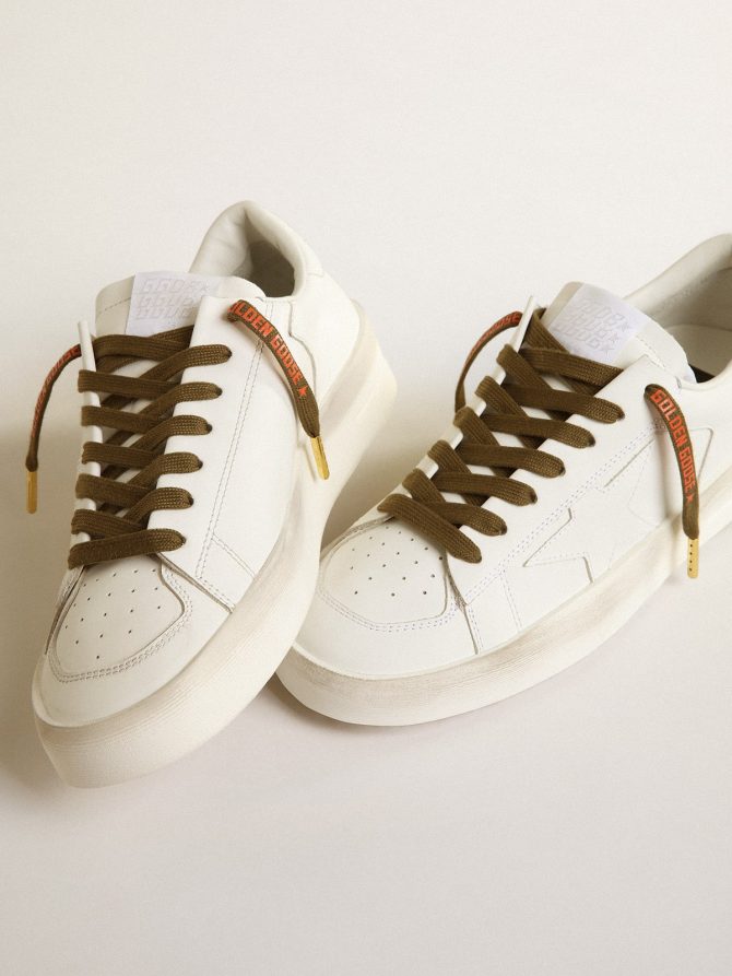 Military-green cotton laces with contrasting orange logo - Image 3