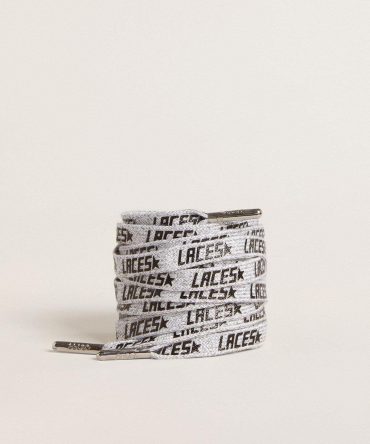 Ice-colored laces with contrasting black ‘Laces’ lettering