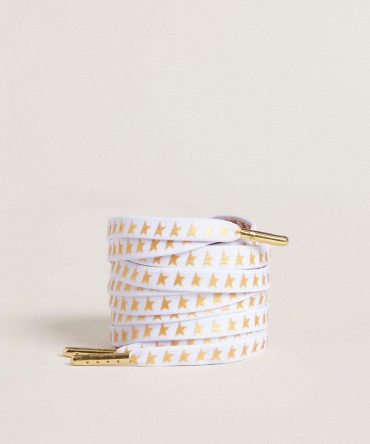 White cotton laces with contrasting gold stars