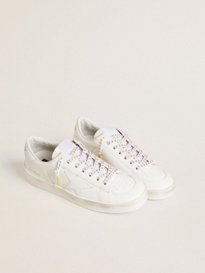 White cotton laces with contrasting gold stars - Image 3