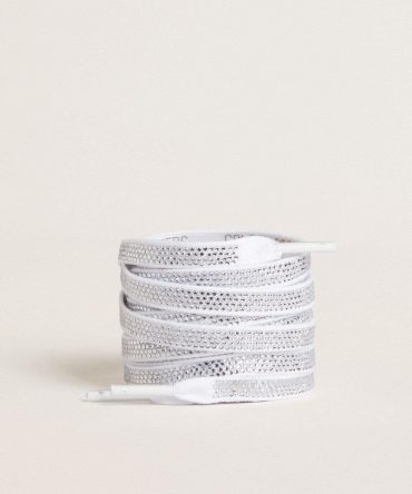 Swarovski laces with contrasting gray logo