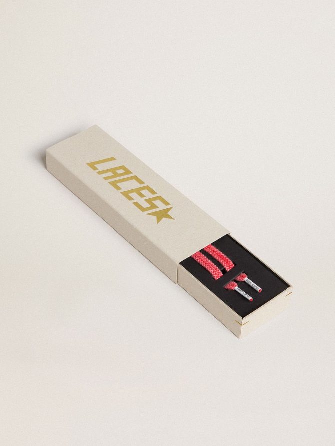Worn-red cotton laces with logoed aglet - Image 2