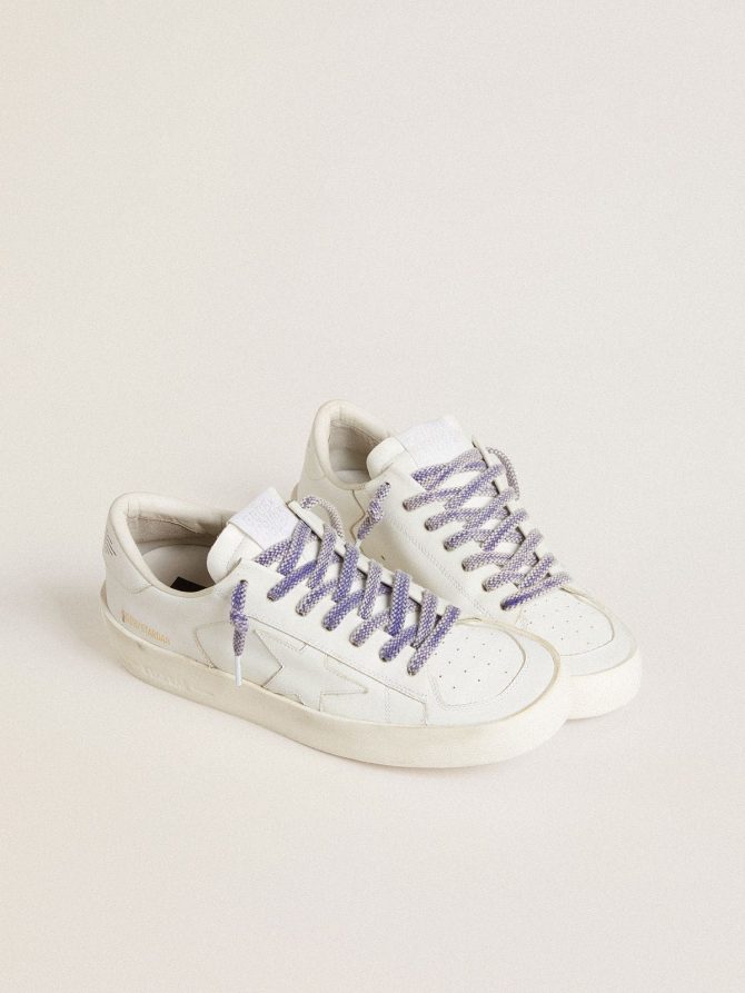 Worn-purple cotton laces with logoed aglet - Image 3