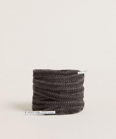 Worn-black cotton laces with logoed aglet