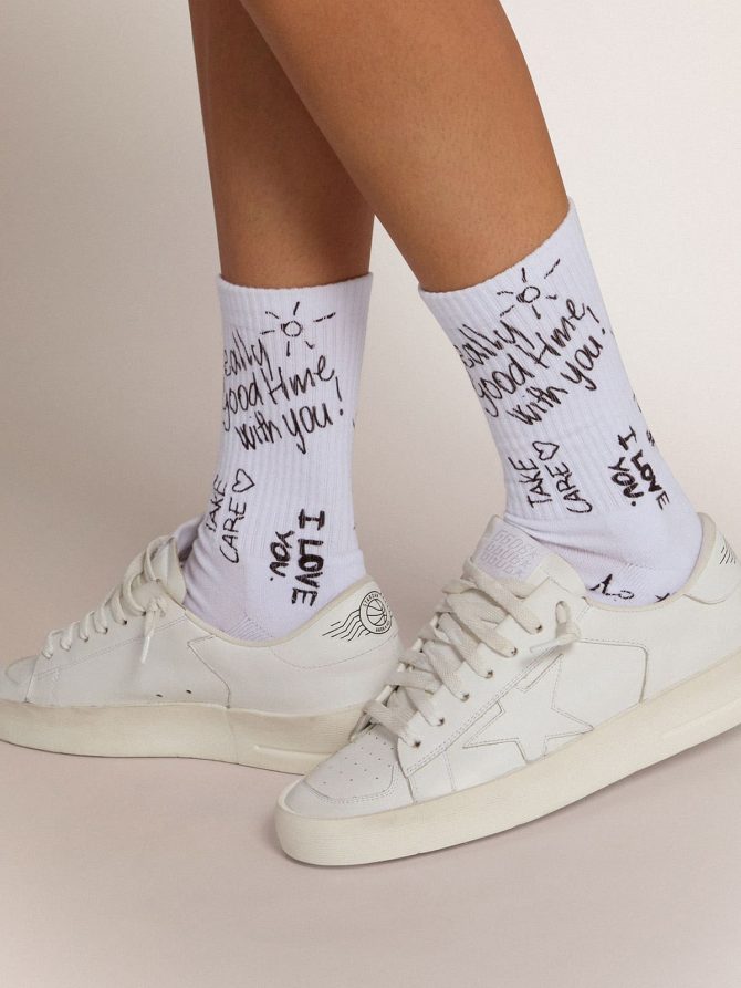 Optical white socks with black lettering - Image 3