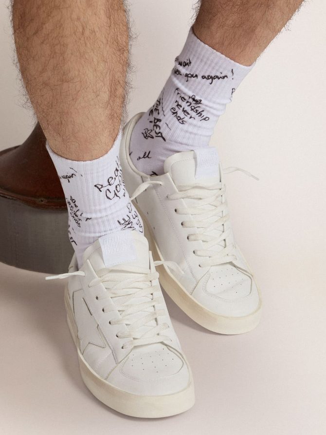 Optical white socks with black lettering - Image 4