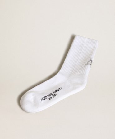 White socks with crystal star on the back