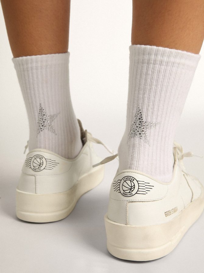 White socks with crystal star on the back - Image 3