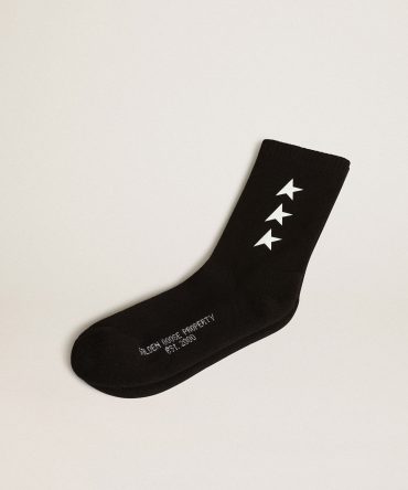 Black socks with contrasting white stars