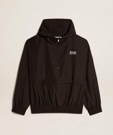 Black windbreaker with hood