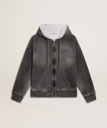Sprayed effect anthracite sweatshirt with studs