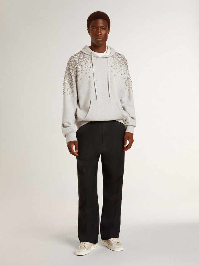 Gray hooded sweatshirt with crystal decoration - Image 3