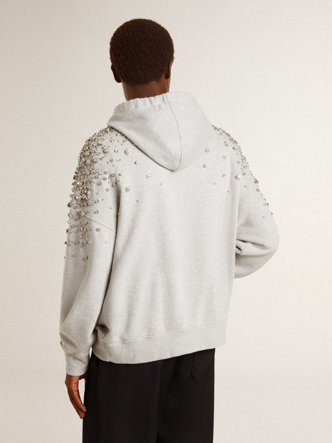 Gray hooded sweatshirt with crystal decoration - Image 4