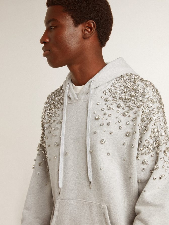 Gray hooded sweatshirt with crystal decoration - Image 5