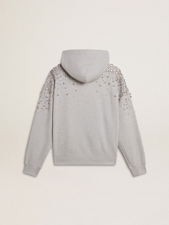 Gray hooded sweatshirt with crystal decoration - Image 6
