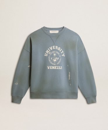 Oversized sweatshirt in baby blue with distressed finish