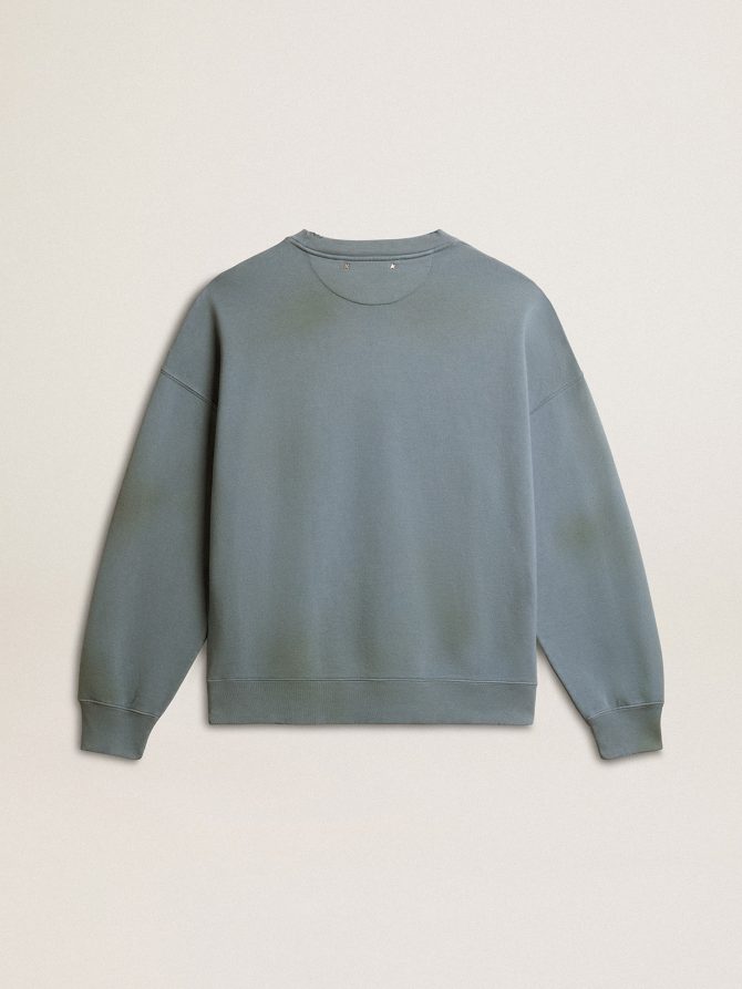 Oversized sweatshirt in baby blue with distressed finish - Image 6
