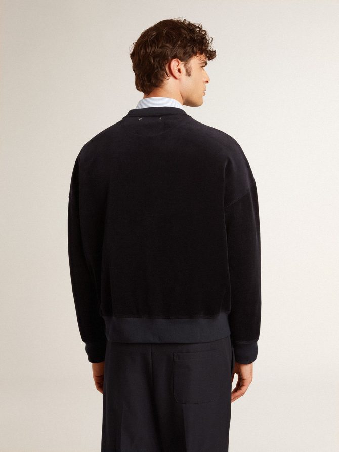 Black crew neck sweatshirt with embroidered lettering - Image 4