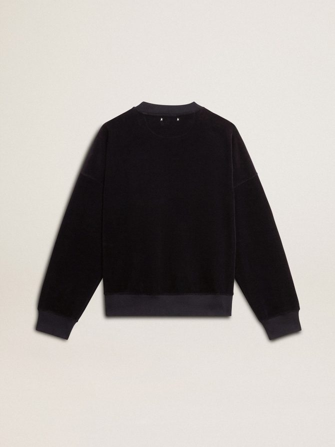 Black crew neck sweatshirt with embroidered lettering - Image 6
