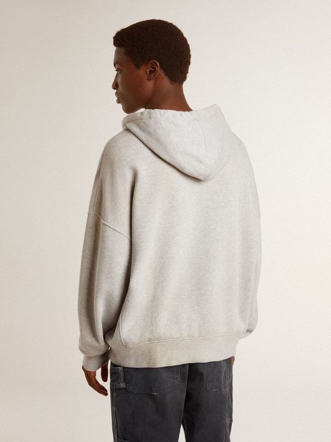 Hooded sweatshirt in worn gray with embroidered vintage logo - Image 4