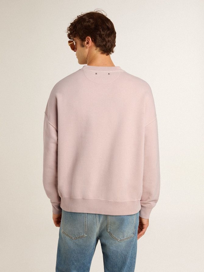 Old rose unisex round neck sweatshirt with green logo print - Image 4