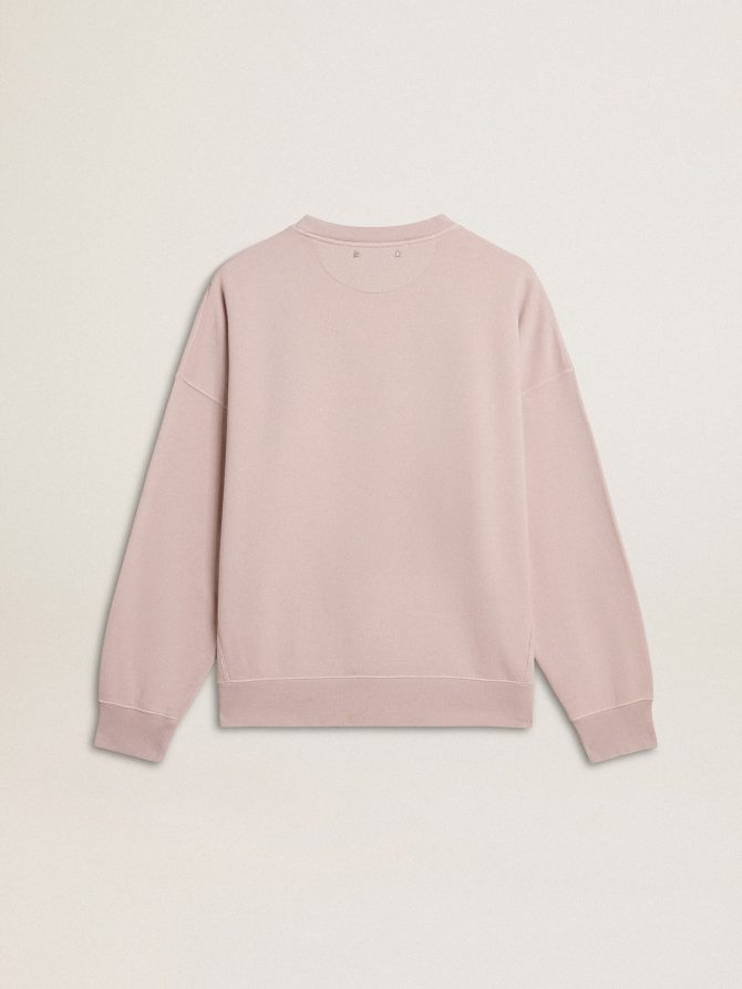 Old rose unisex round neck sweatshirt with green logo print - Image 6