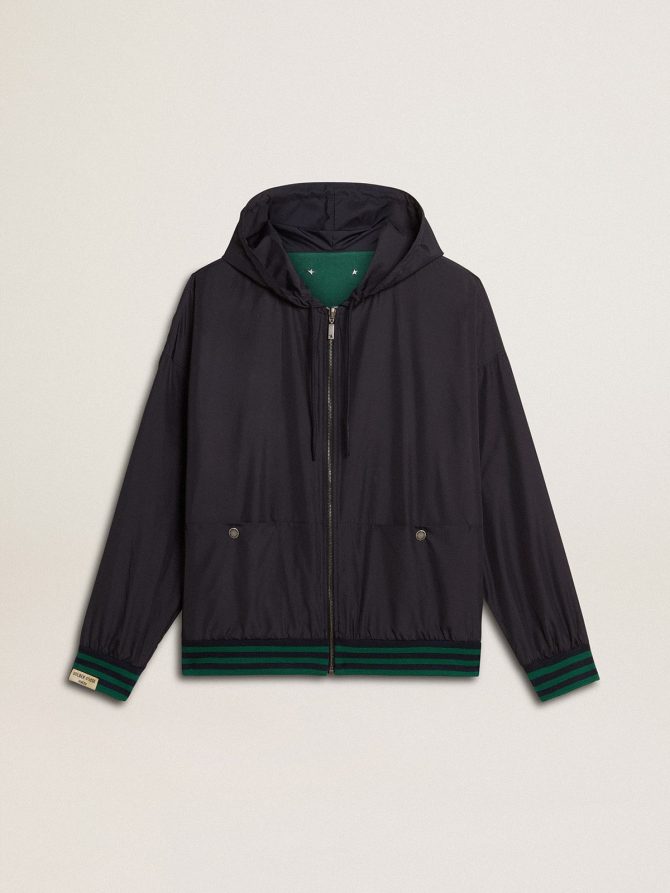 Men’s green and blue reversible hooded sweatshirt - Image 2