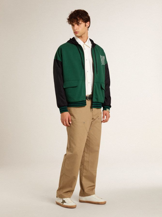 Men’s green and blue reversible hooded sweatshirt - Image 5