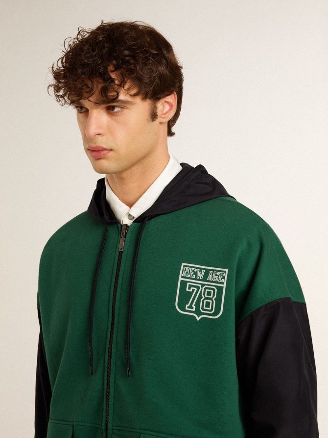 Men’s green and blue reversible hooded sweatshirt - Image 7