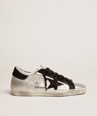 Women’s Super-Star in silver leather with contrasting inserts