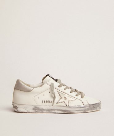 Women’s Super-Star with silver sparkle foxing and metal stud lettering