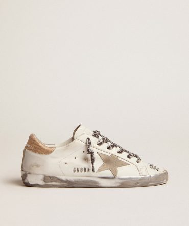Women’s Super-Star in white leather with gray suede star