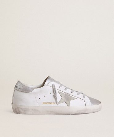 Women’s Super-Star with gray suede star and silver glitter inserts