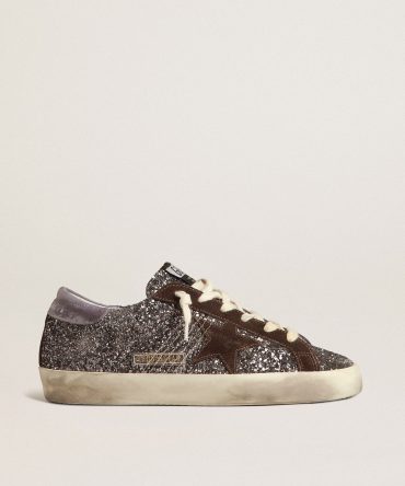 Super-Star in glitter with a brown star and lilac heel tab