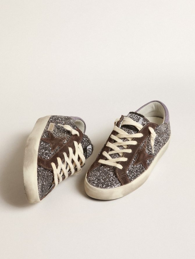 Super-Star in glitter with a brown star and lilac heel tab - Image 2