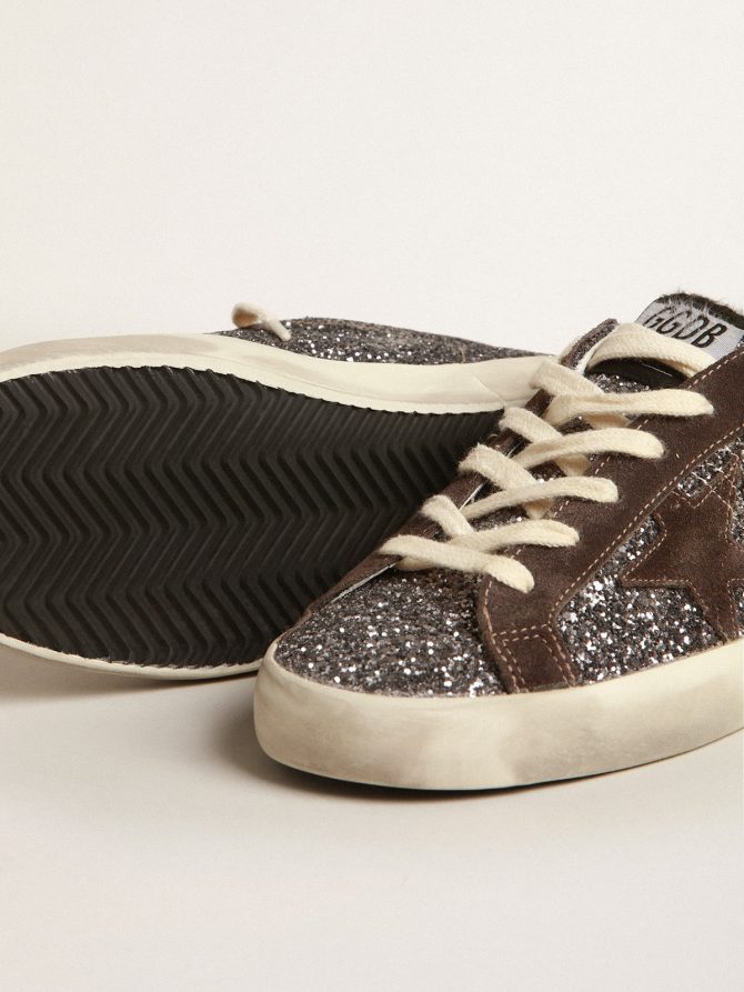 Super-Star in glitter with a brown star and lilac heel tab - Image 4