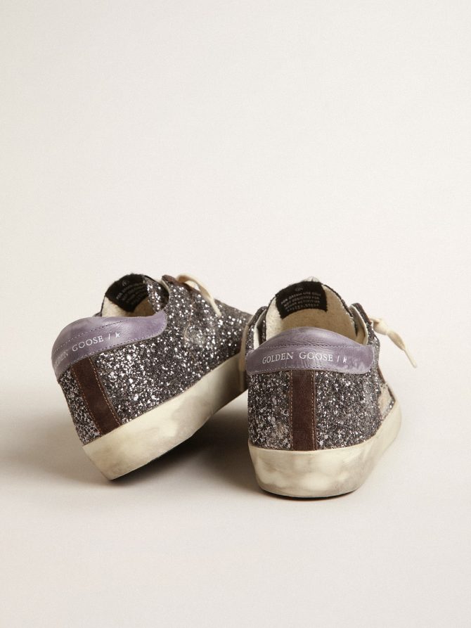 Super-Star in glitter with a brown star and lilac heel tab - Image 5