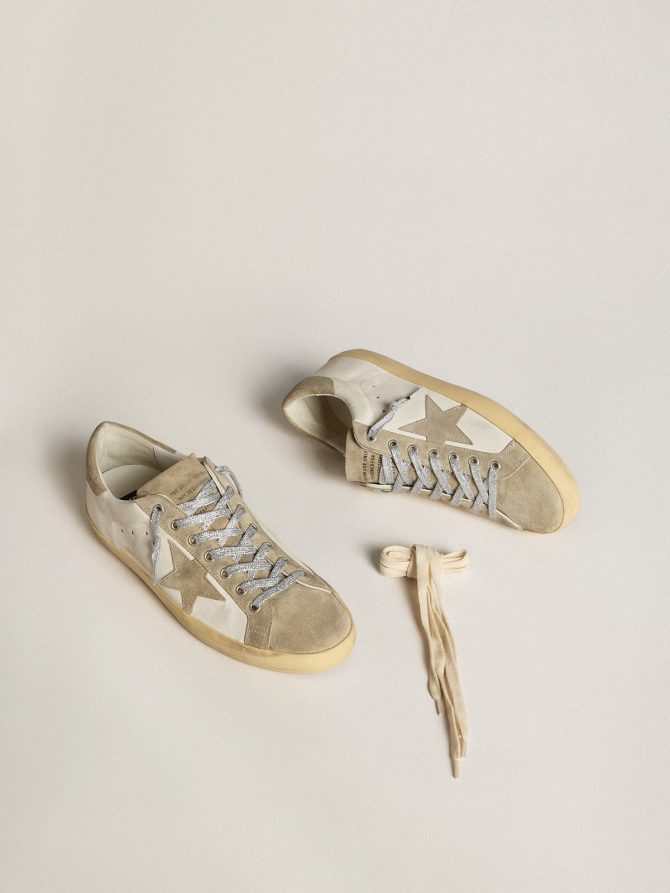 Women’s Super-Star in nappa with ice-gray suede star and black embroidery - Image 2