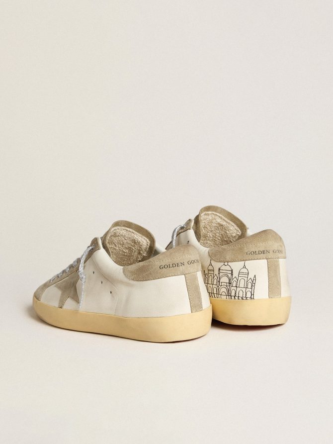 Women’s Super-Star in nappa with ice-gray suede star and black embroidery - Image 5