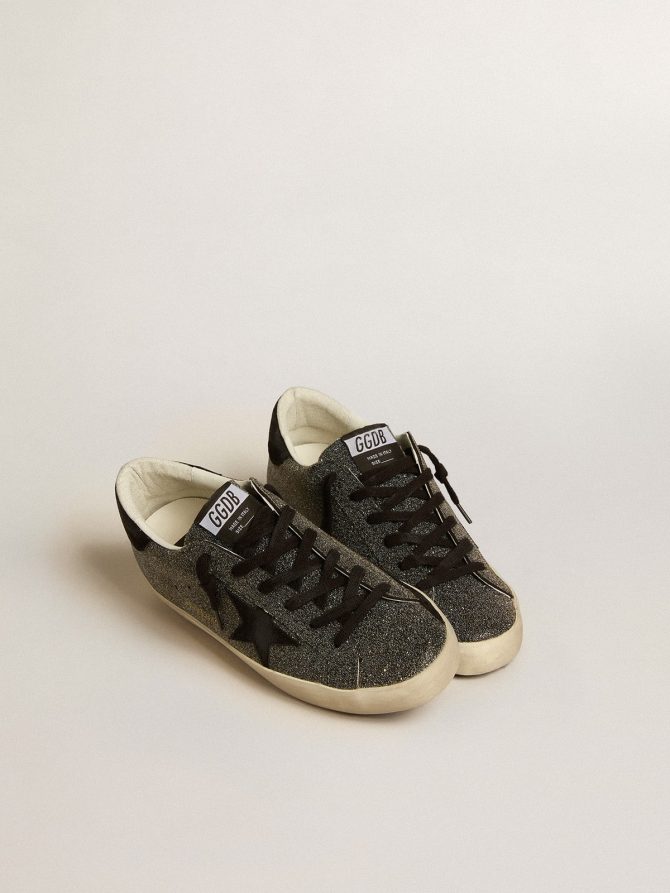 Women’s Super-Star in black Swarovski crystals with black suede star - Image 2