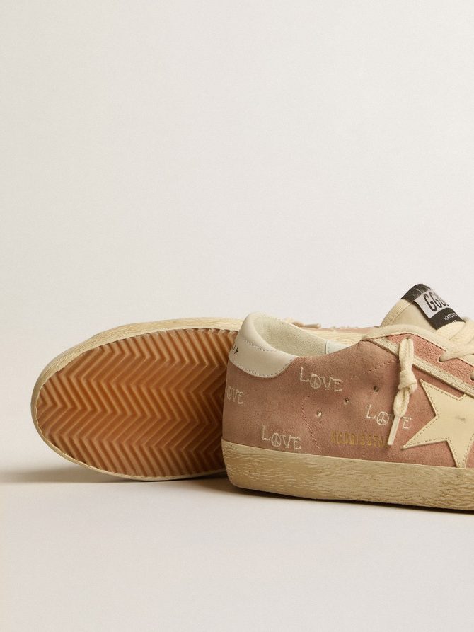 Super-Star in powder-pink suede with cream leather star - Image 4