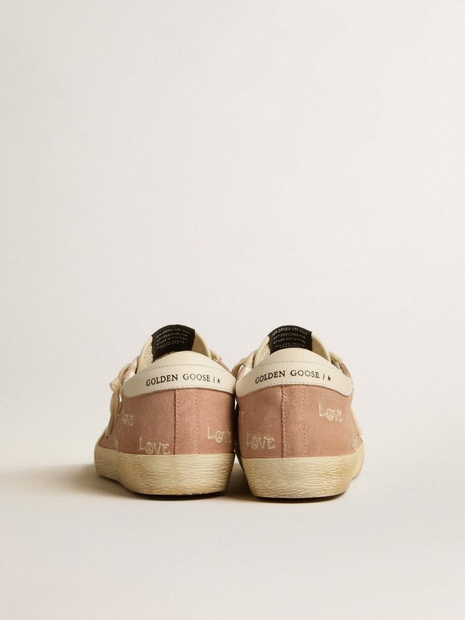 Super-Star in powder-pink suede with cream leather star - Image 5